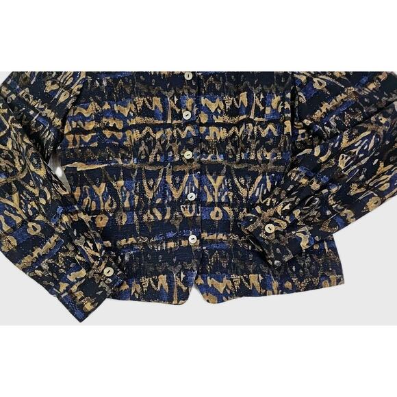 Dana Buchman ~Woman Size 12~ Black/Gold Blazer Top 100% Silk Unlined. - Picture 13 of 14